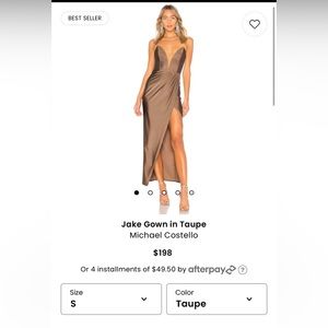 Michael Costello Jake Gown in Taupe, from Revolve.